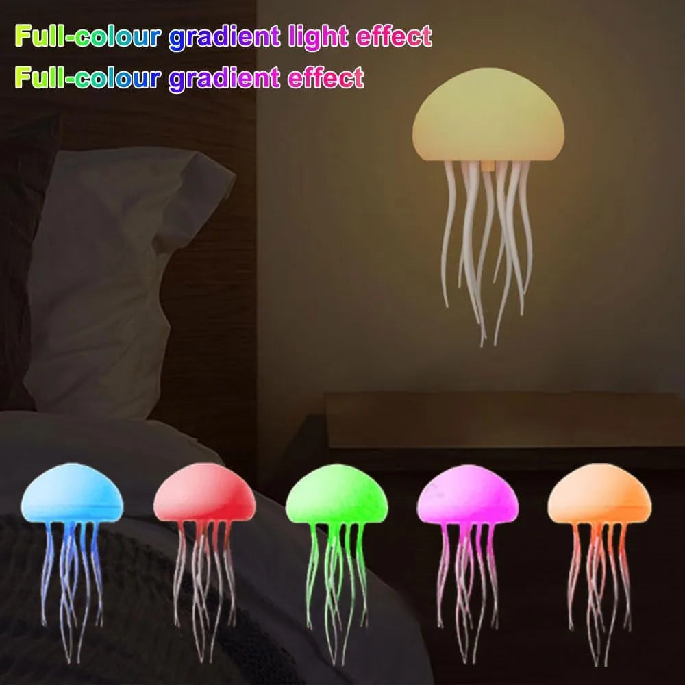 Contemporary Jellyfish Table Lamp - USB Rechargeable, Adjustable Color-Changing LED Night Light with Polished Plastic Base